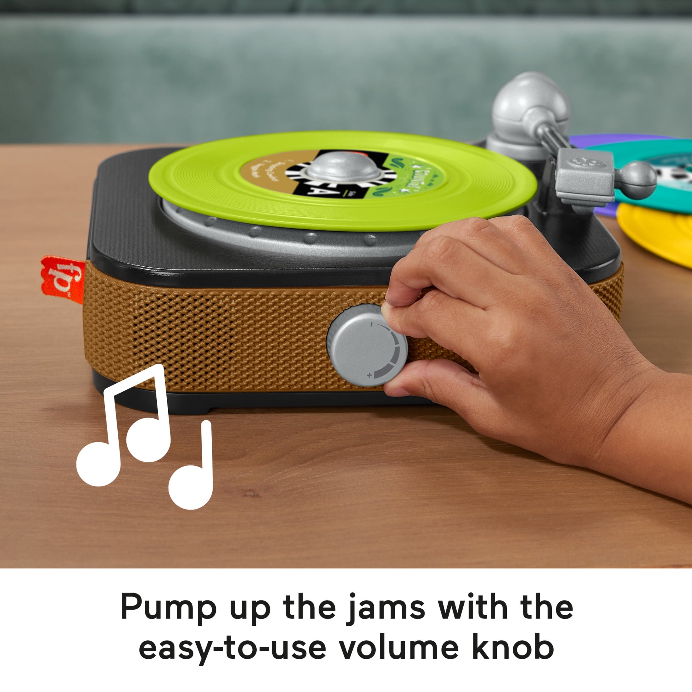 Fisher-Price Rockin’ Record Player Musical Toy with Turntable & 5 Records for Toddler Pretend Play