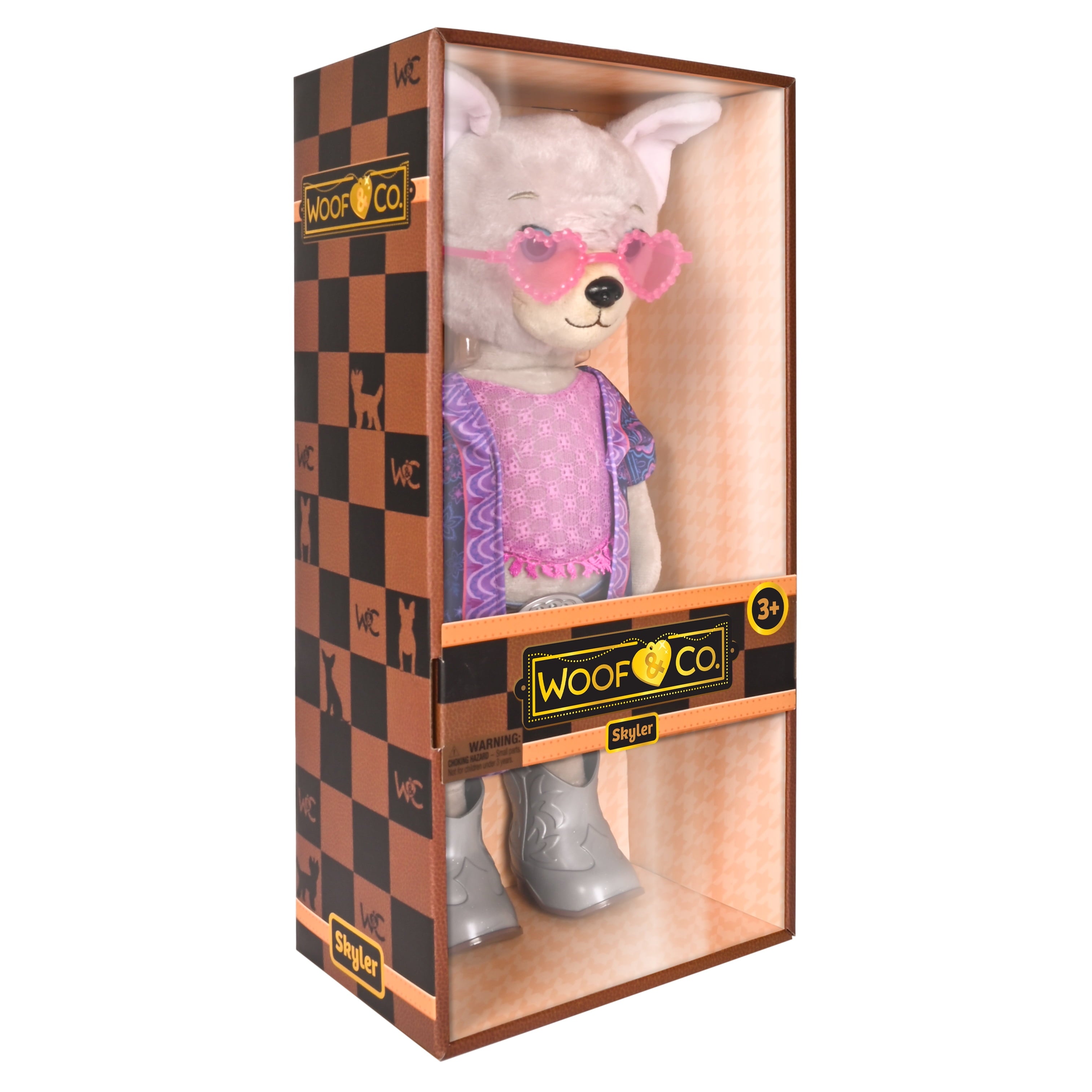 Woof & Co 15-inch Fashion Doll – Skyler The Poseable Plush French Bulldog with Removable Outfit & Accessories, Children Ages 3+