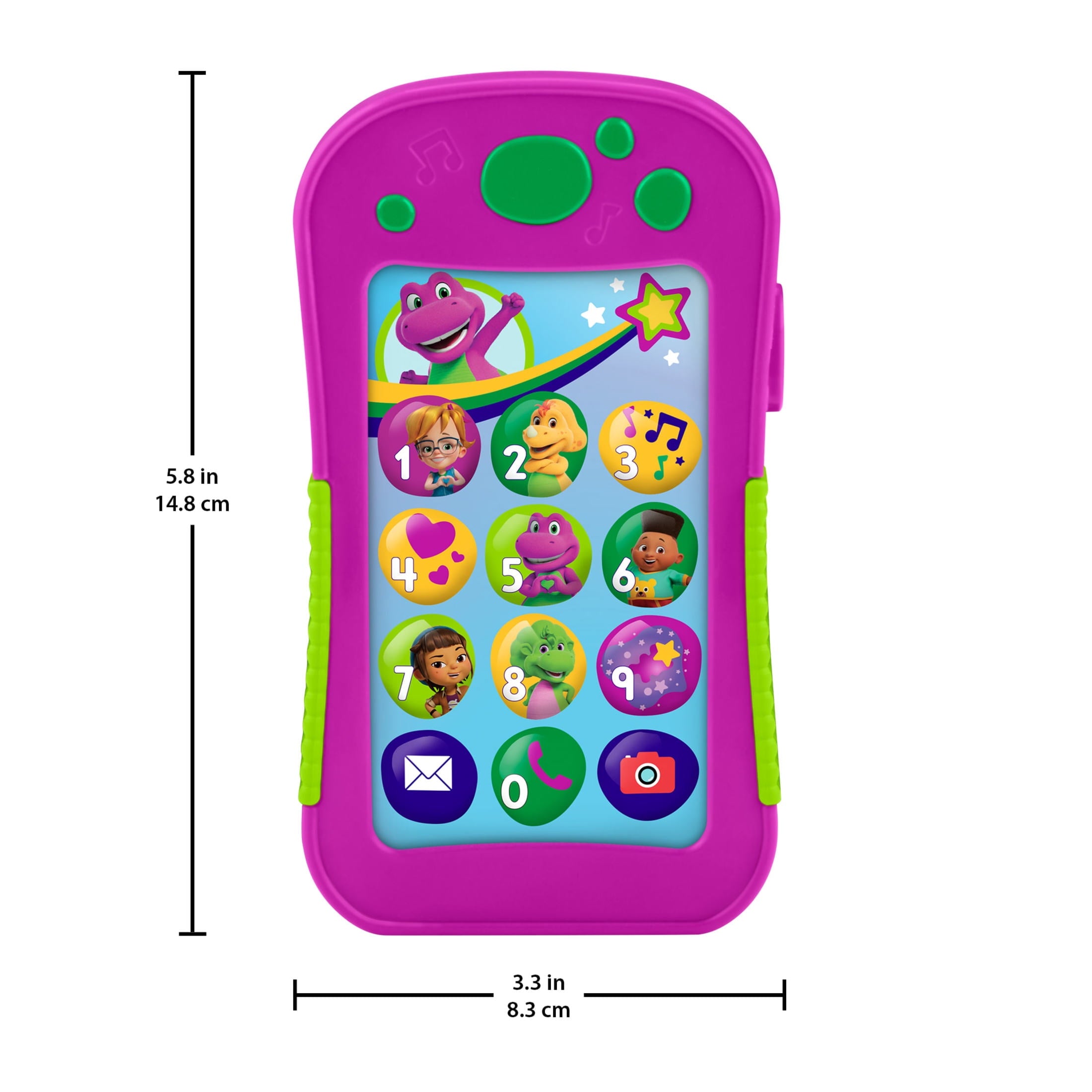 Fisher-Price Barney’s World Hey Barney Phone Musical Toddler Toy with Lights for Kids, Multilanguage Version