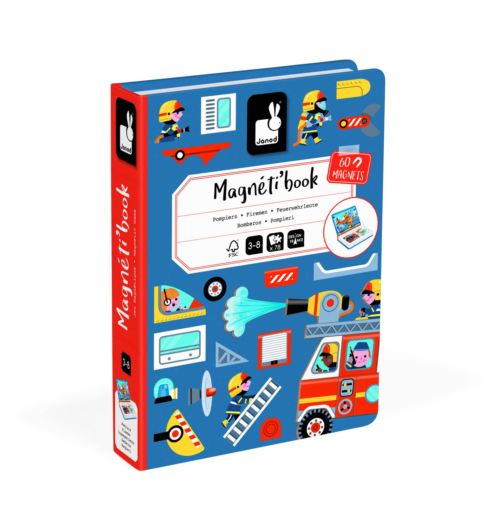 Janod Firefighters Magneti'Book magnetic educational game with 60 magnets and 18 model cards