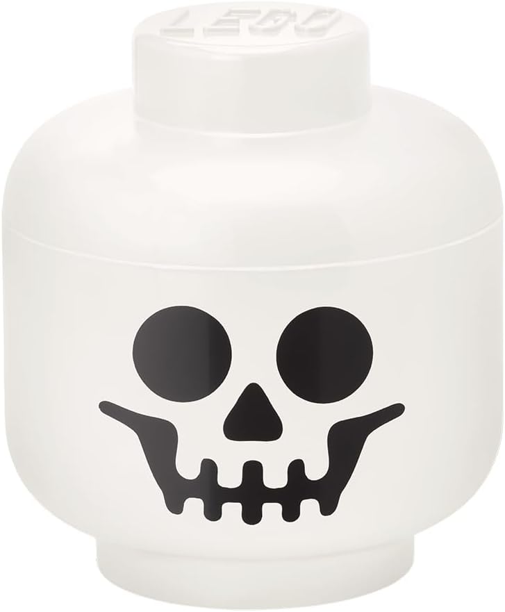 LEGO Large Skeleton Storage Head 10 Inch White Stackable Storage Box