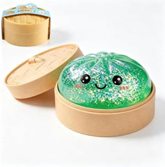Glitter Dumpling Squishy Squeeze Toy with Steamer Mystery Color