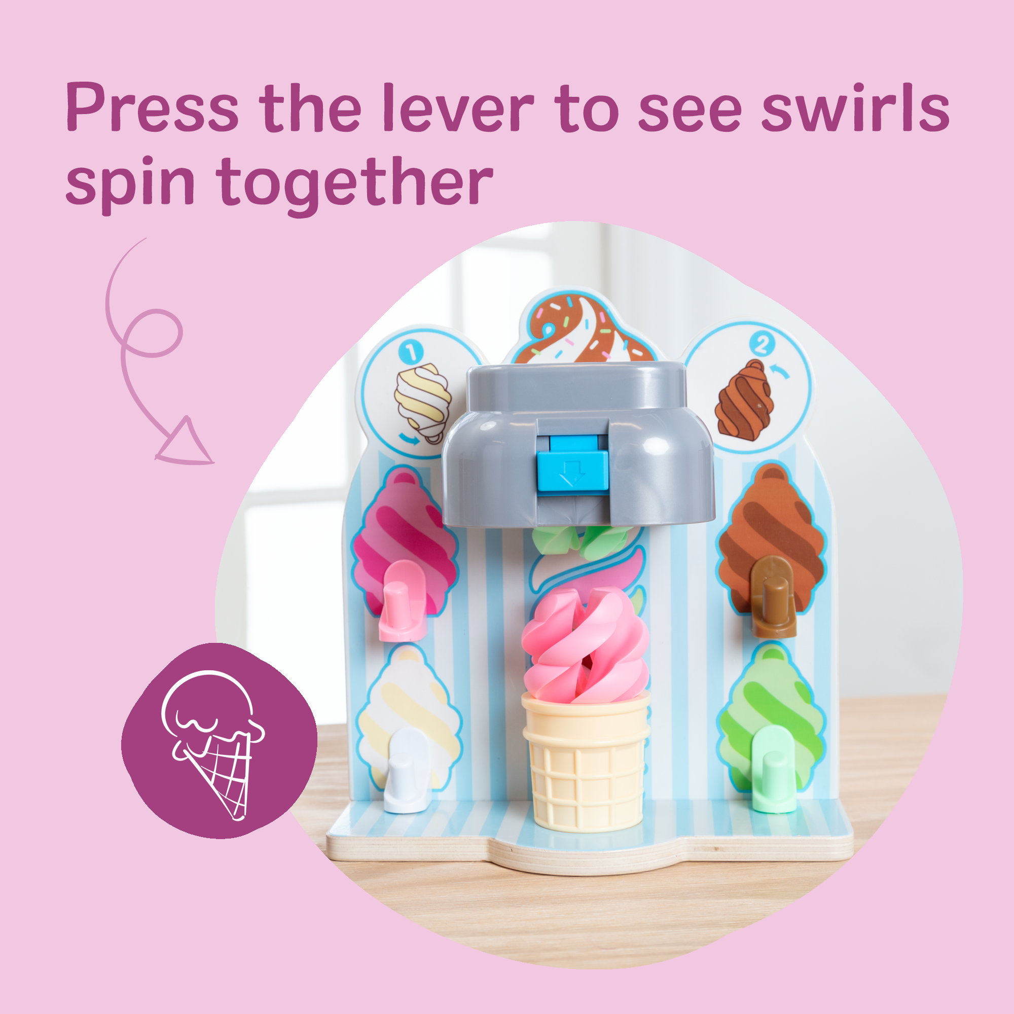 Melissa & Doug Swirl and Serve Ice Cream 8 Piece Wooden Play Set