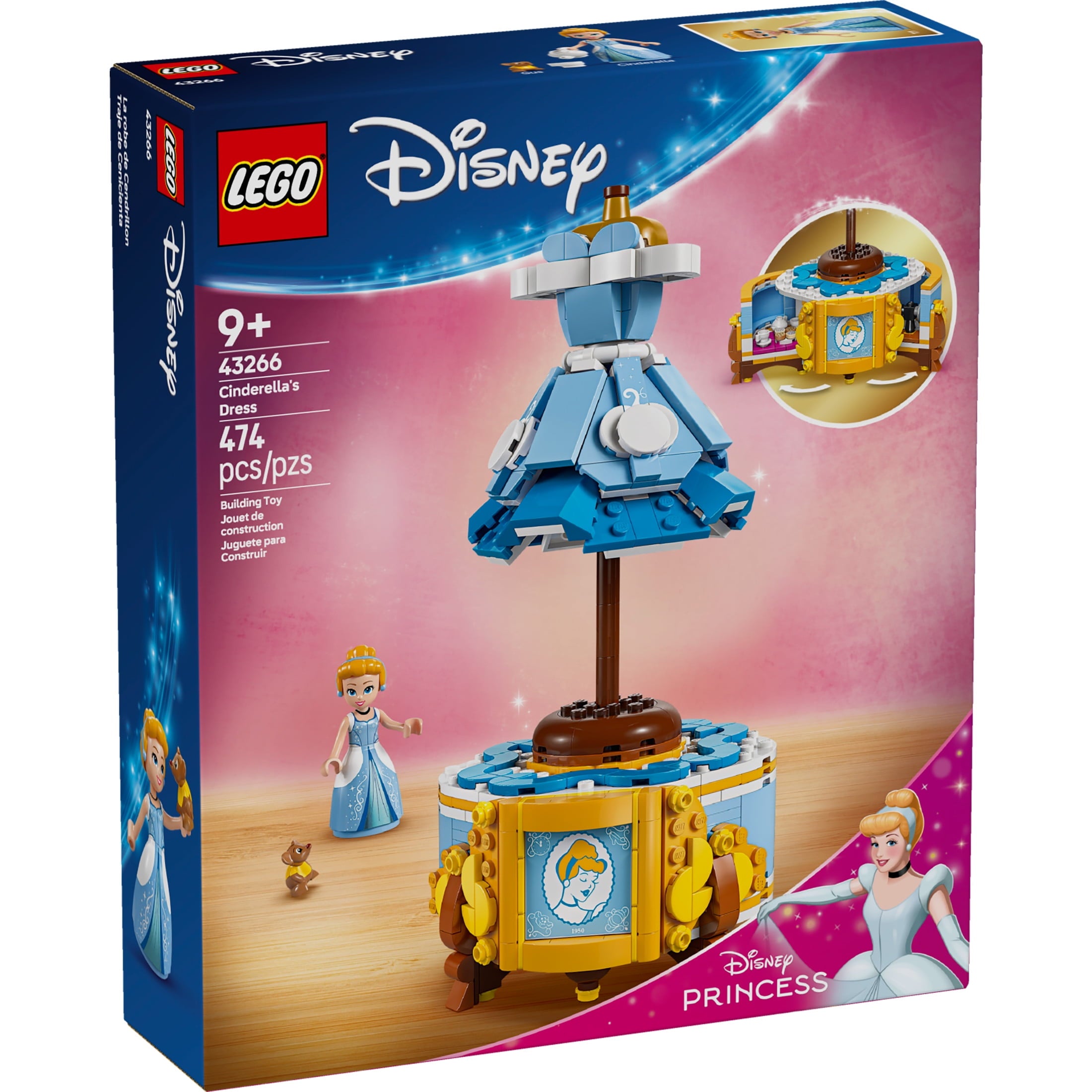 LEGO Disney Princess Cinderella’s Dress Kids Toy with Minidoll Character - Fun Building Toy for Girls and Boys Ages 9 and Up - Disney Gift Idea for Fans and Fashion Lovers - 43266