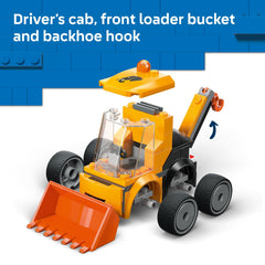 LEGO City Rides – Construction Loader Building Toy for Kids - Pretend Play Set for Boys & Girls, Ages 5+ - Construction Toy W/Backhoe, Loader Bucket, & Minifigure - Gift Idea for Birthdays - 60483