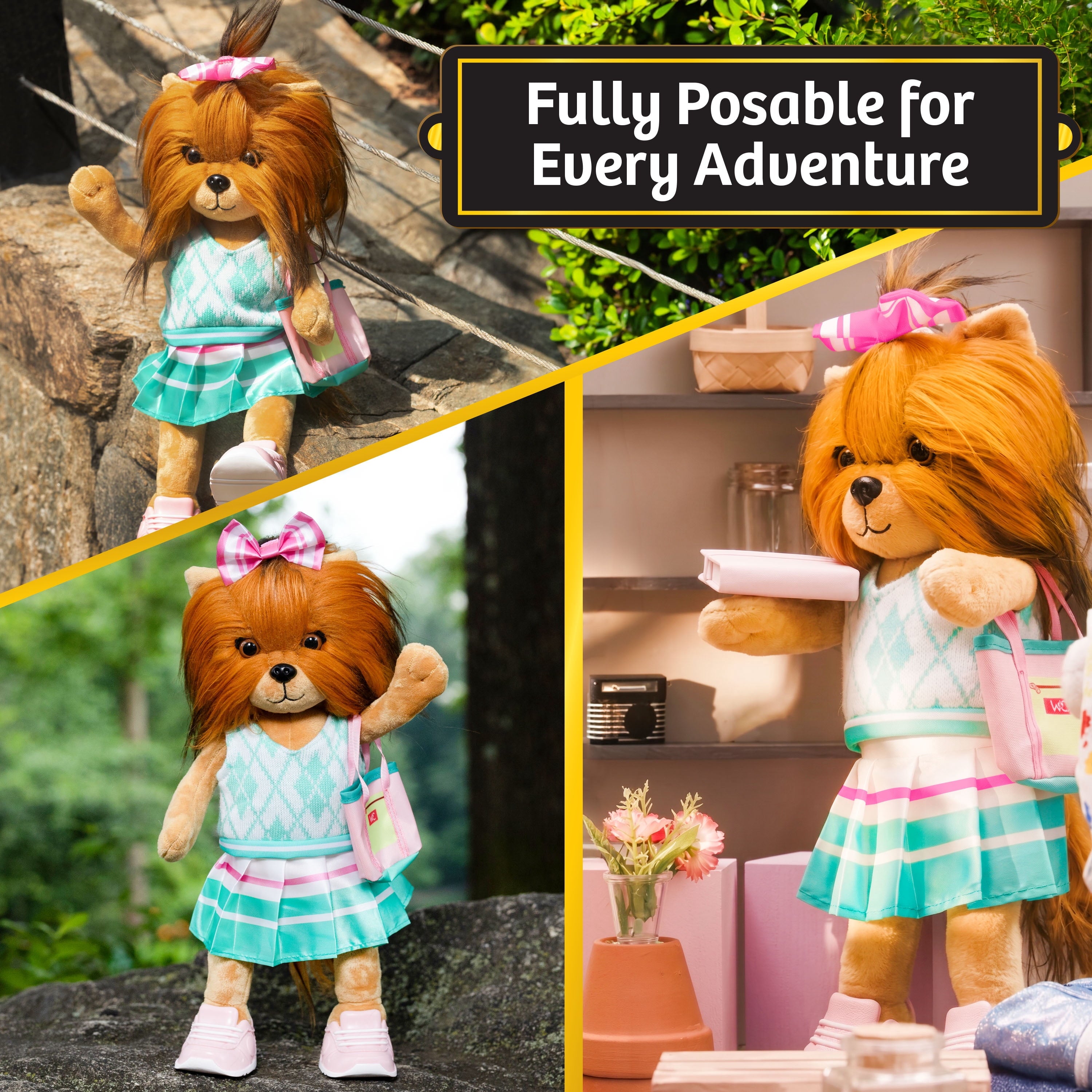 Woof & Co 15-inch Fashion Doll – Finley The Poseable Plush Yorkshire Terrier with Removable Outfit & Accessories, Children Ages 3+