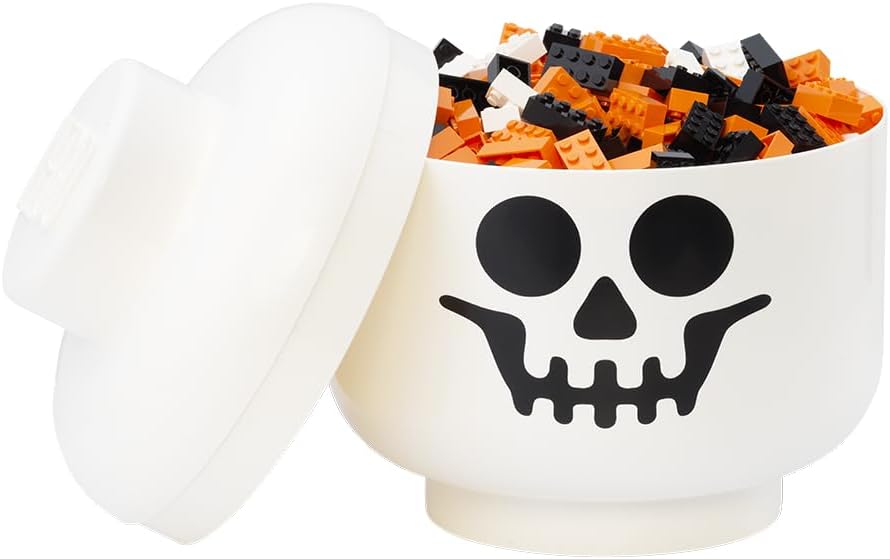 LEGO Large Skeleton Storage Head 10 Inch White Stackable Storage Box