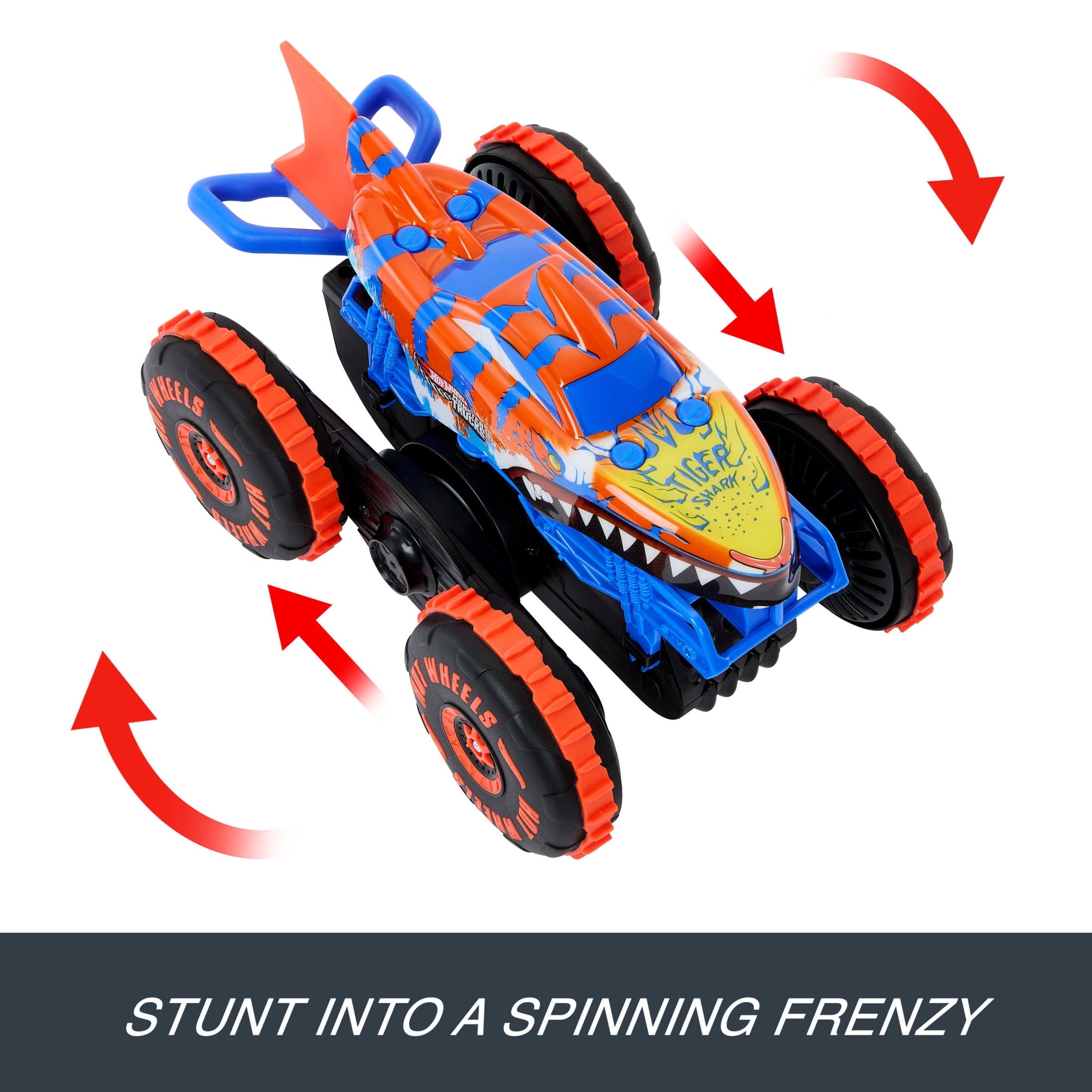 Hot Wheels Monster Trucks Tiger Shark Climber RC Vehicle, Battery-Powered Remote-Control Toy Truck