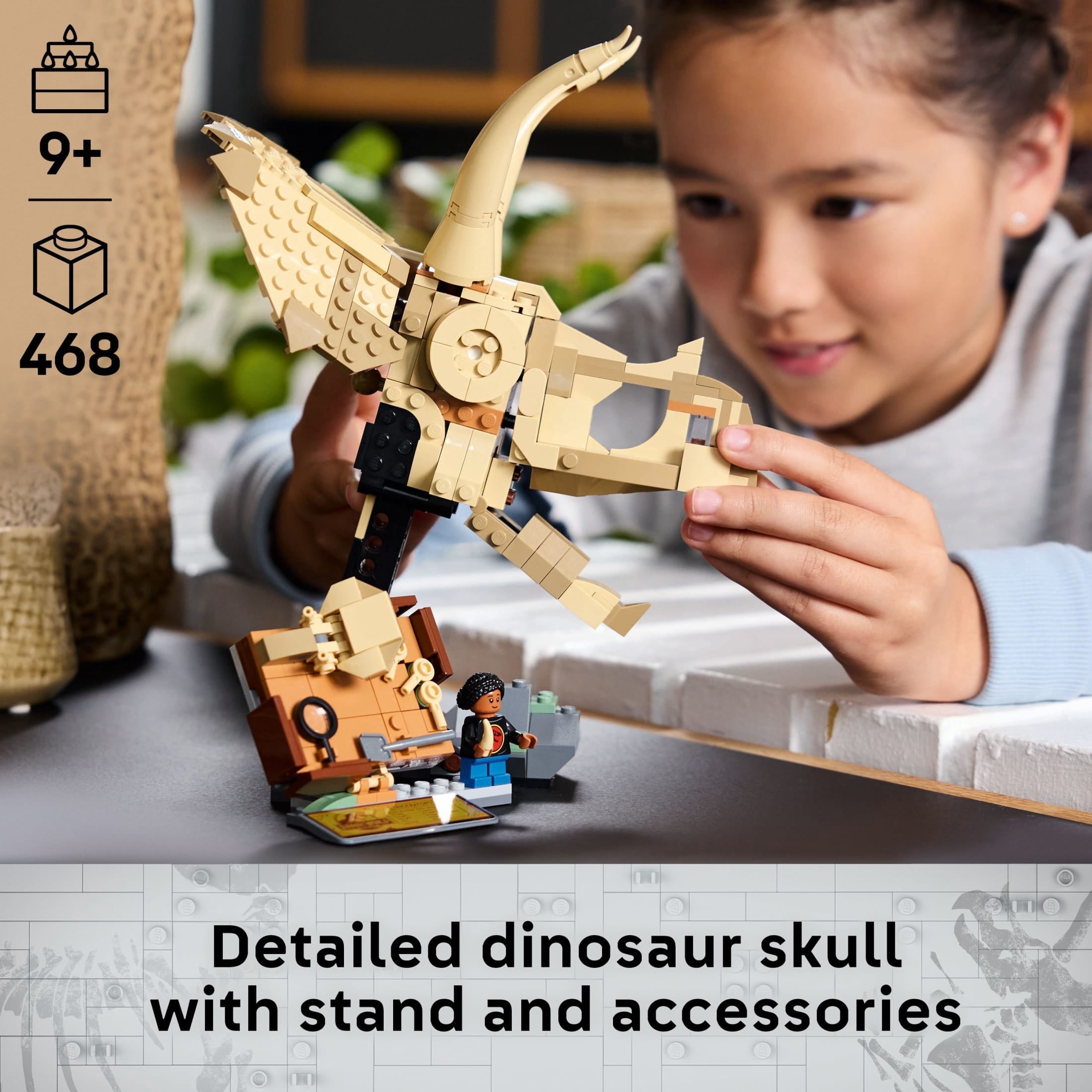 LEGO Jurassic World Dinosaur Fossils Triceratops Skull Toy - Dinosaur Toy Fossil Building Set for Kids, Boys and Girls, Ages 9+ - Model Display Kit - Gift Idea for Birthdays - 76969