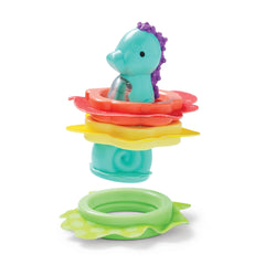Melissa & Doug Ocean Waves Press and Stack Seahorse sensory stacking toy with 3 rings