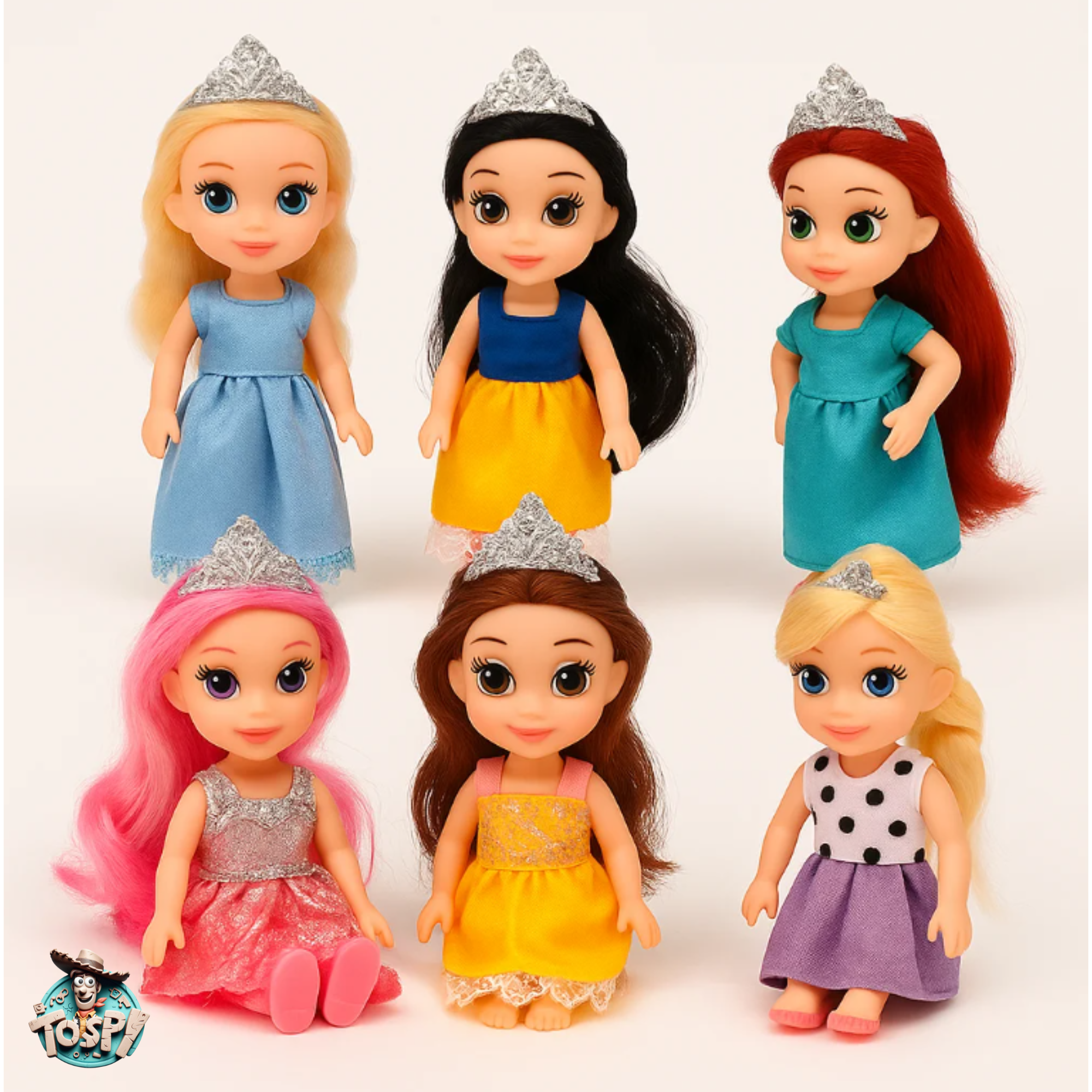 TOYSPI™ Miniature Pocket Princess Doll Playset – 6 Dolls with 30 Accessories (Portable Pretend Play Set for Kids)