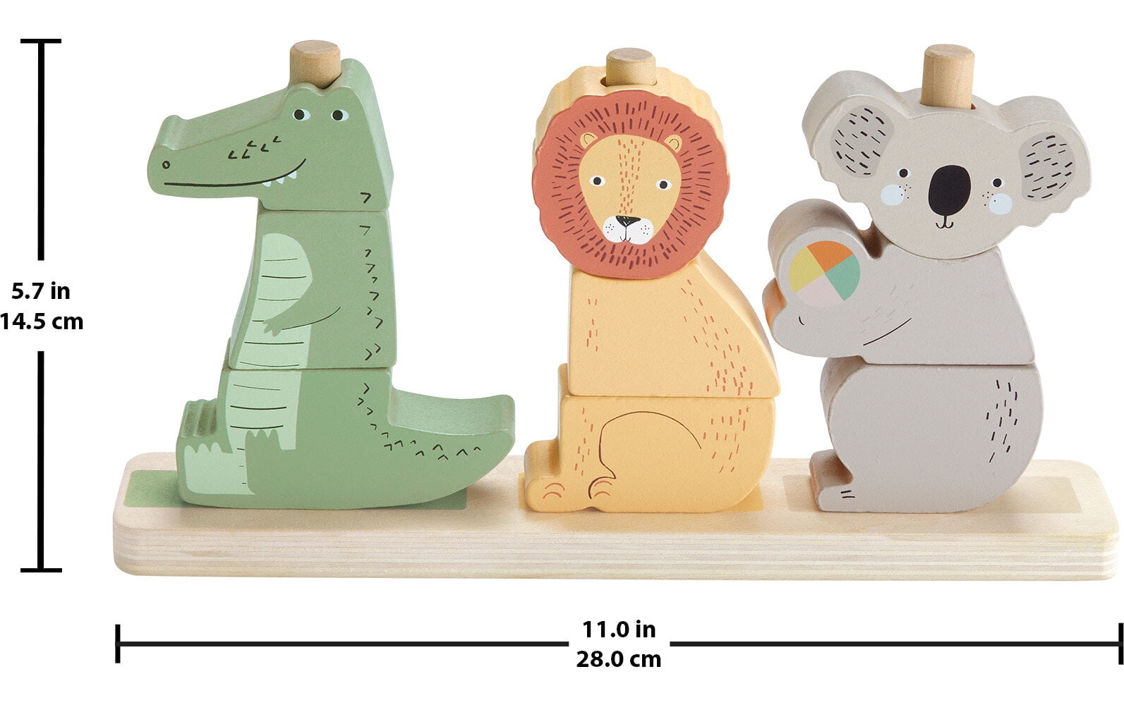 Fisher-Price Wooden Stack & Sort Animals Stacking Toy for Development Play, Baby & Toddler 1Y+, 10 Pcs