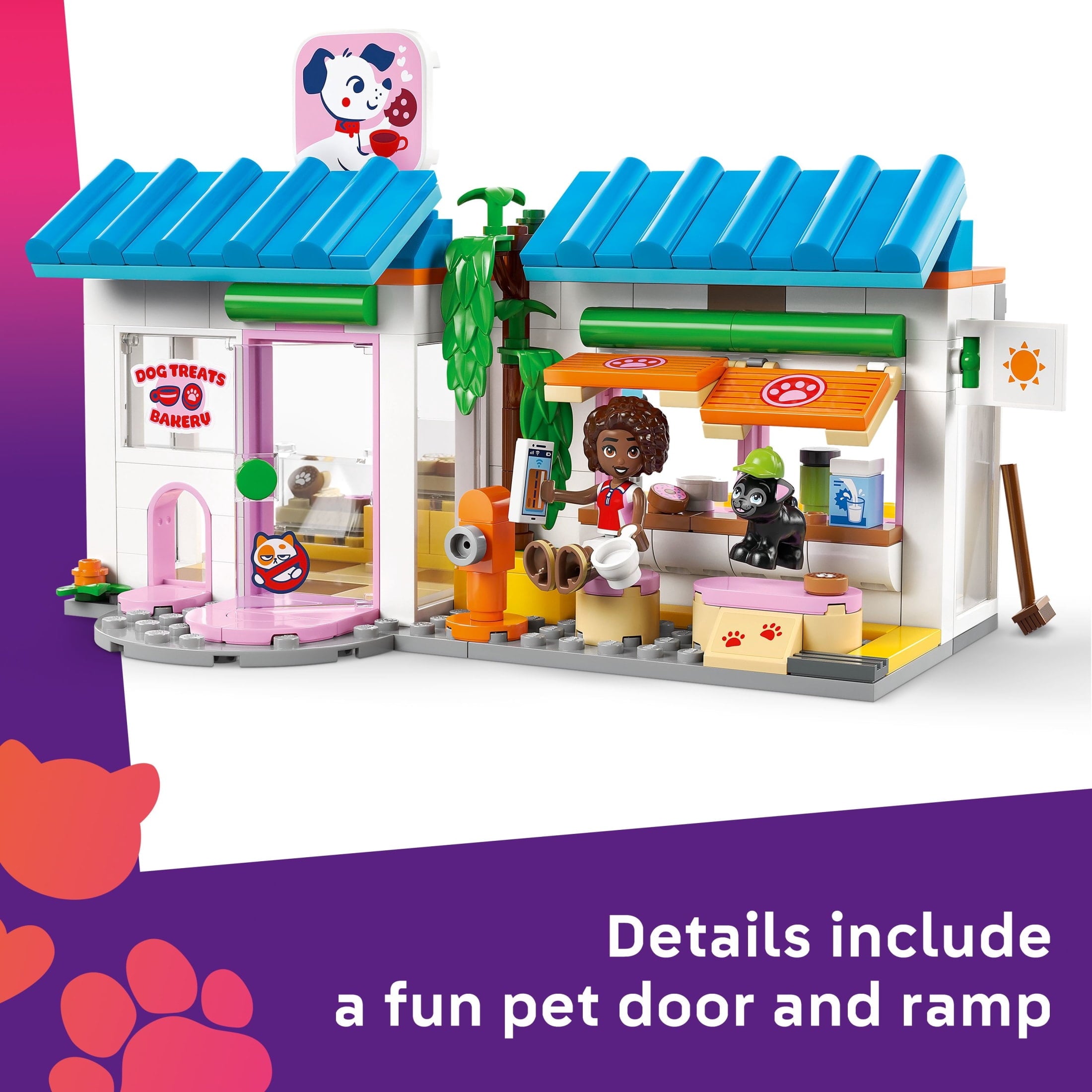 LEGO Friends Dog Treats Bakery Building Toy for Girls & Boys - Pretend Play Set for Kids, Ages 6+ - W/Aliya & Sage Minidolls, 2 Toy Dog Figures, & Accessories - Gift Idea for Birthdays - 42677