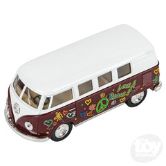 The Toy Network 5 Inch Die Cast Pull Back VW Flower Power Bus 1:32 Scale Random Color