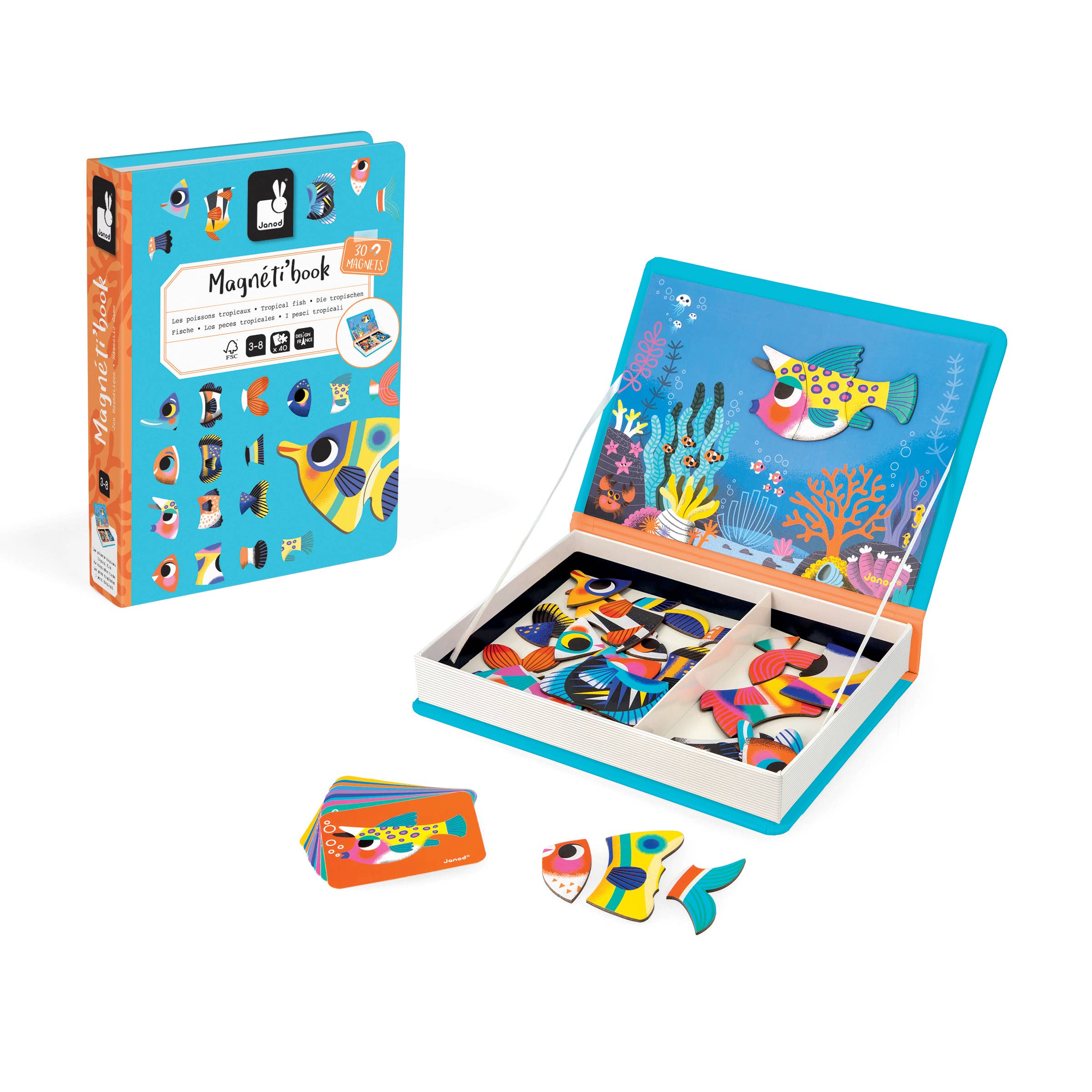 Janod Tropical Fish Magneti'Book magnetic game with 30 fish magnets and 10 model cards