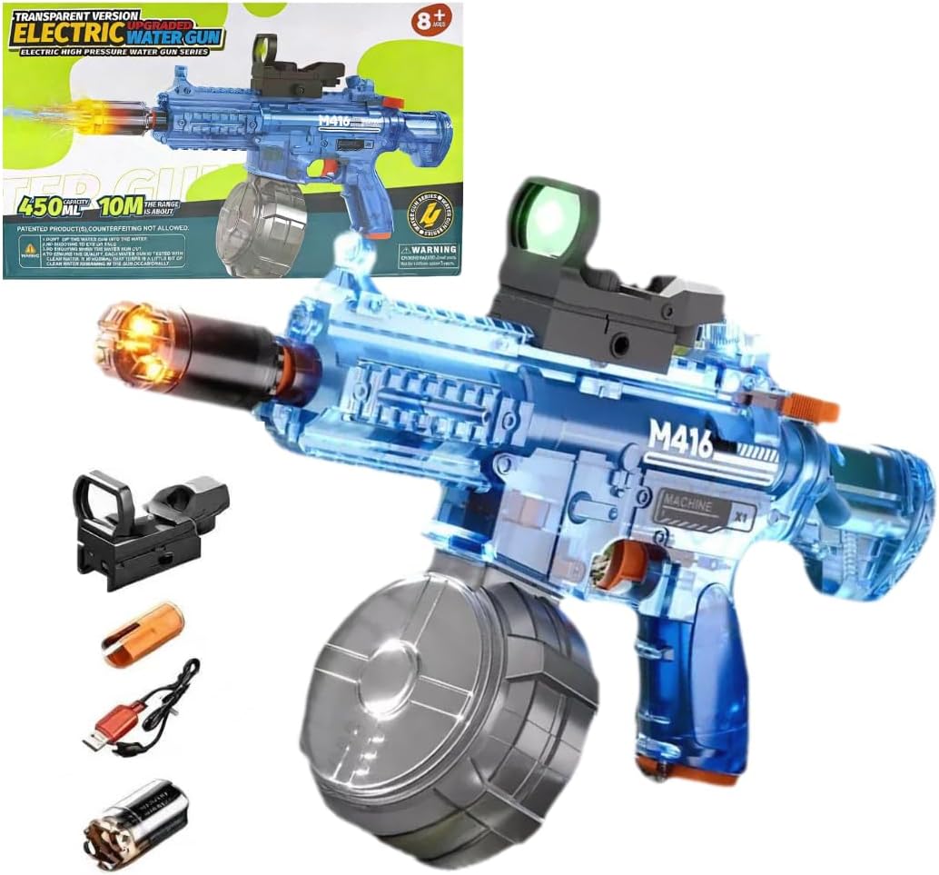 Blue Green Electric Water Gun 33 Foot Range Outdoor Water Toy
