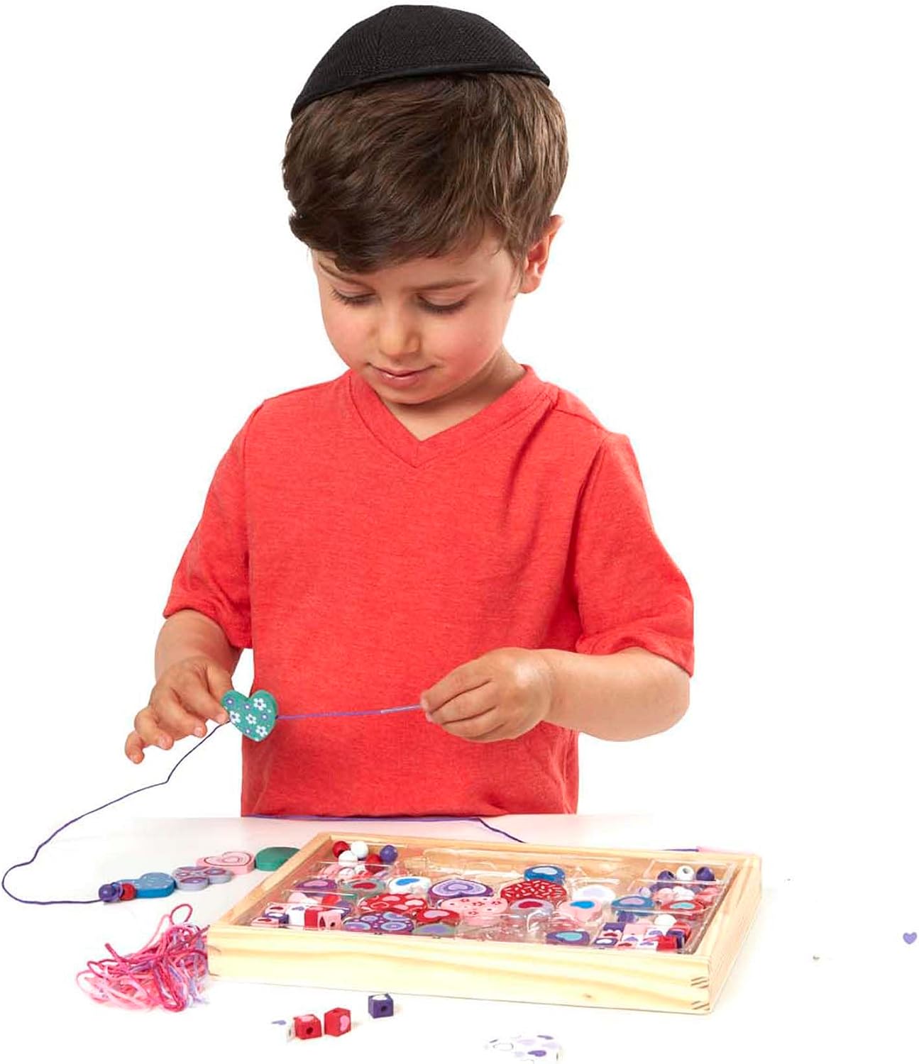Melissa & Doug Created by Me Heart Beads Wooden Jewelry Making Kit