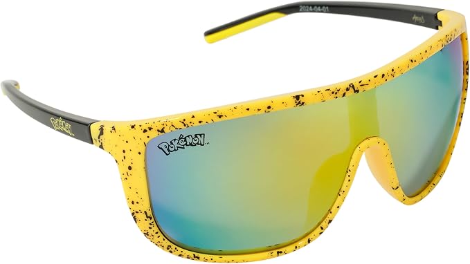 Pokemon yellow and black splatter large lens sports wrap kids sunglasses