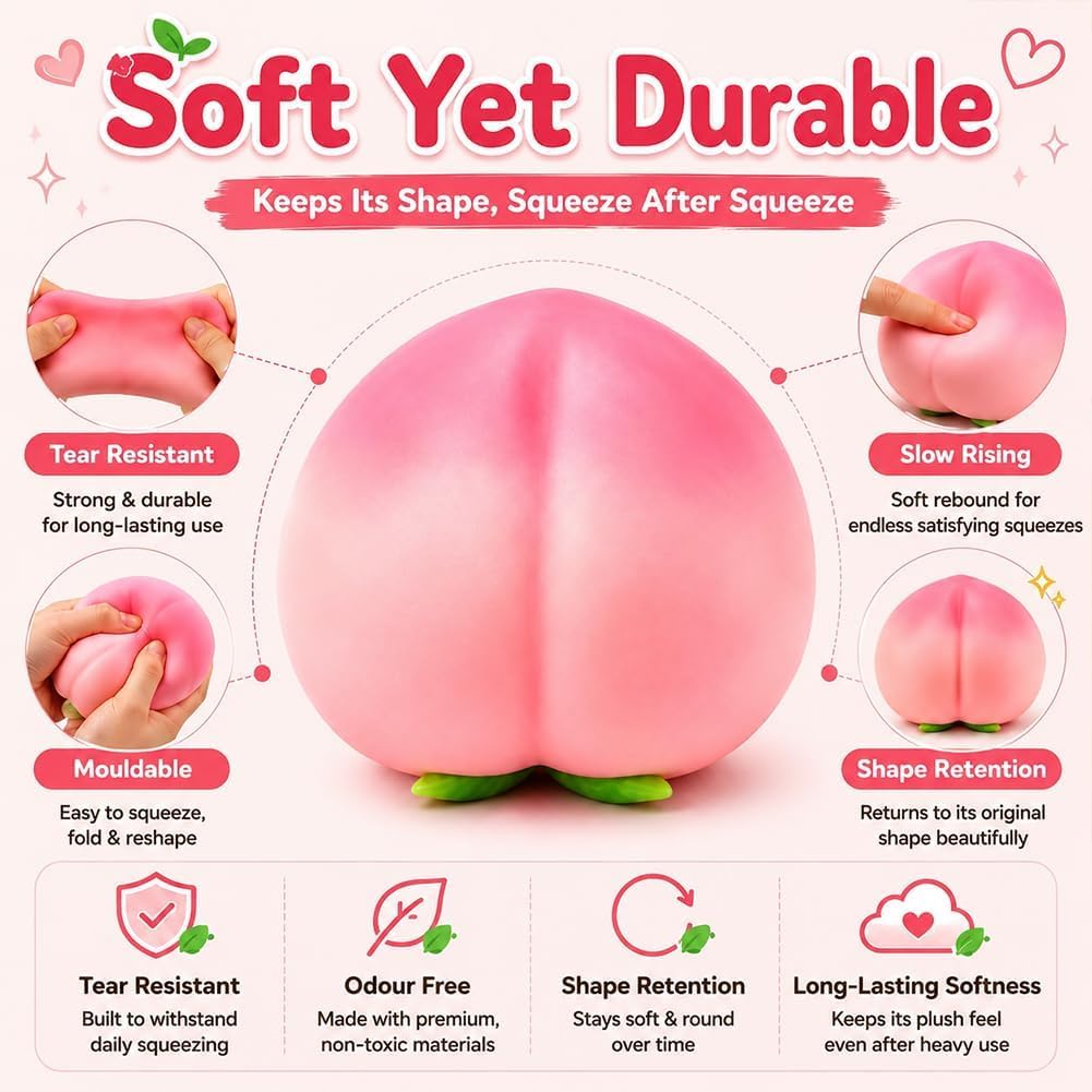 Jumbo Peach Squishy Sensory Fidget Toy