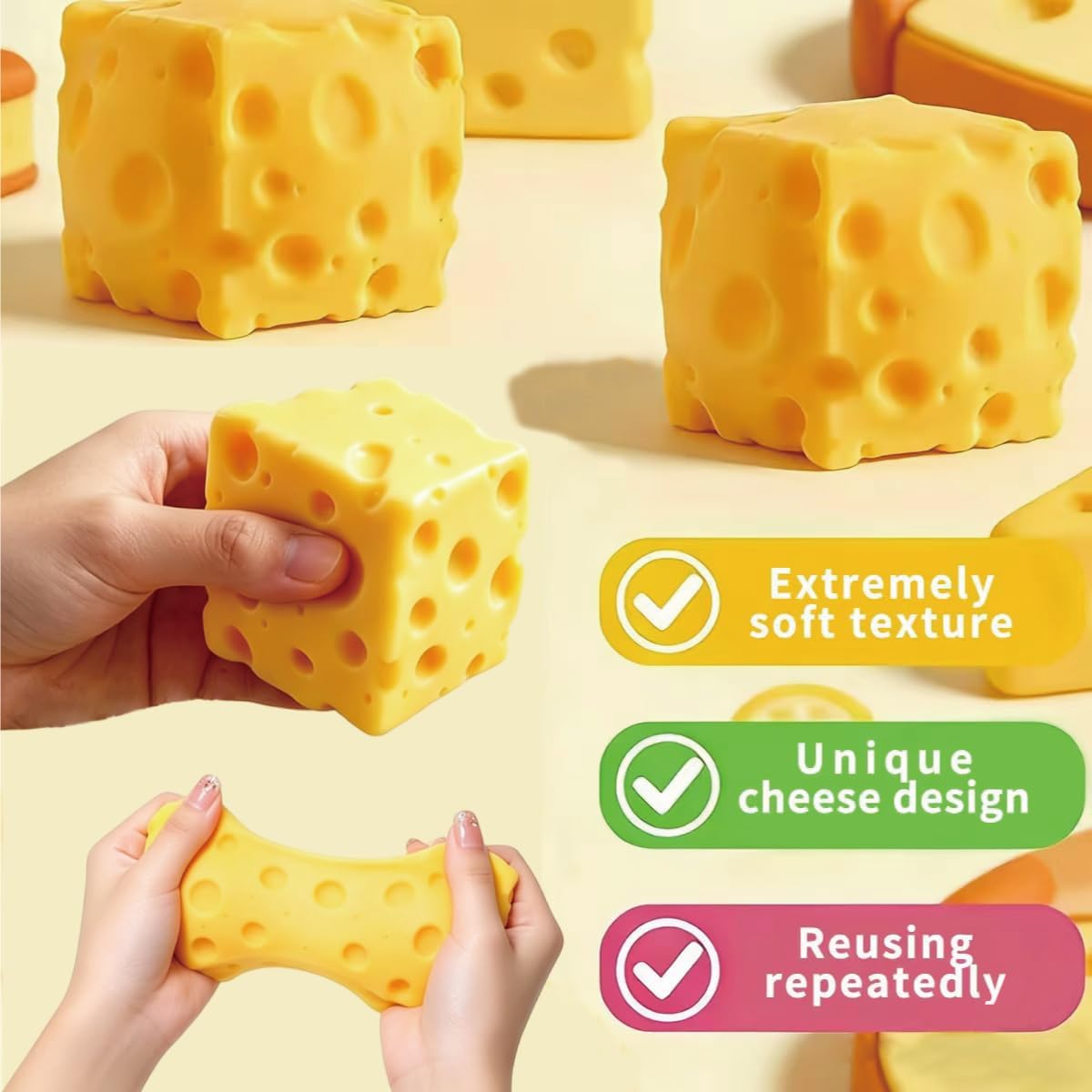 Cheese Squishy Stress Relief Squeeze Fidget Sensory Toys