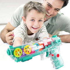 Transparent Gear Gun with Moving Gears LED Lights and Music