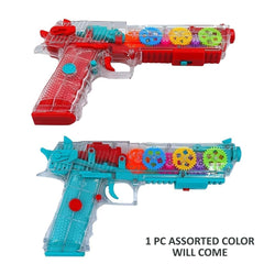 Transparent Gear Gun with Moving Gears LED Lights and Music