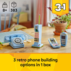 LEGO Creator 3 in 1 Retro Telephone Building Toy - Home Decor for Bedroom or Kids Room - Kids Toy for Girls & Boys, Ages 8+ - Gifts for Birthdays - 31174