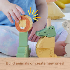 Fisher-Price Wooden Stack & Sort Animals Stacking Toy for Development Play, Baby & Toddler 1Y+, 10 Pcs