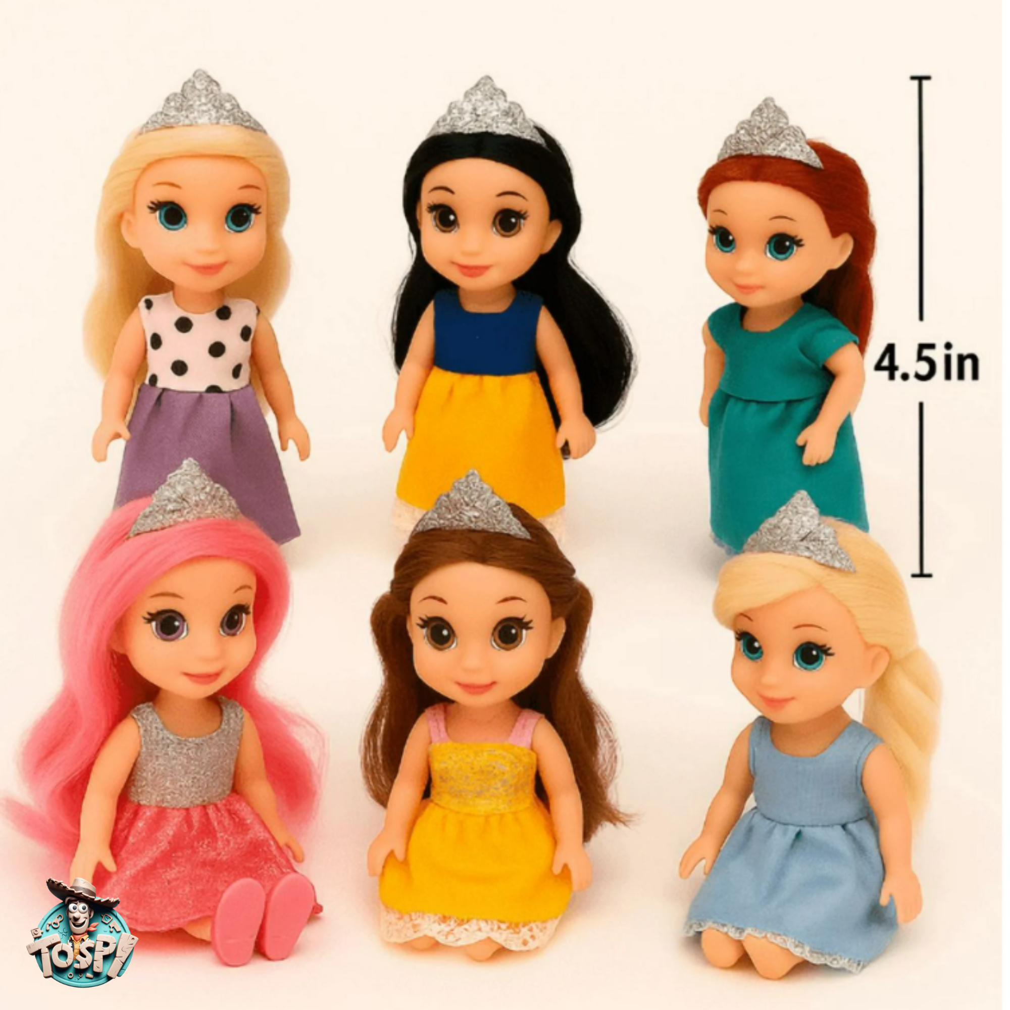 TOYSPI™ Miniature Pocket Princess Doll Playset – 6 Dolls with 30 Accessories (Portable Pretend Play Set for Kids)