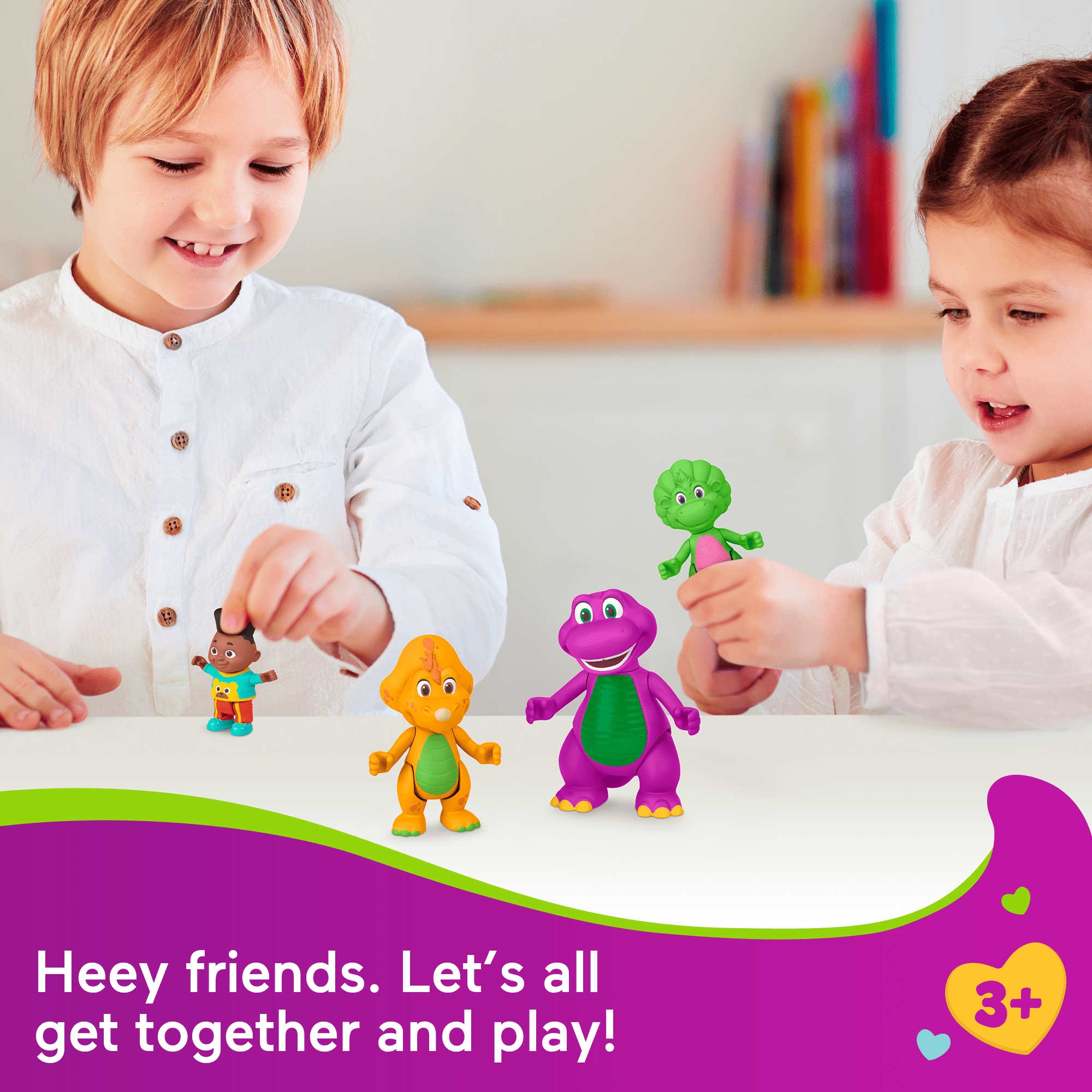 Fisher-Price Barney’s World Hey Friends 4-pack Figure Set with Barney Baby Bop, Billy & David