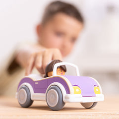 Melissa & Doug Cheery Lane Vehicle and Girl Figure, Wooden Toy Convertible Car Playset - For Ages 2+ - FSC Certified