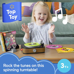 Fisher-Price Rockin’ Record Player Musical Toy with Turntable & 5 Records for Toddler Pretend Play