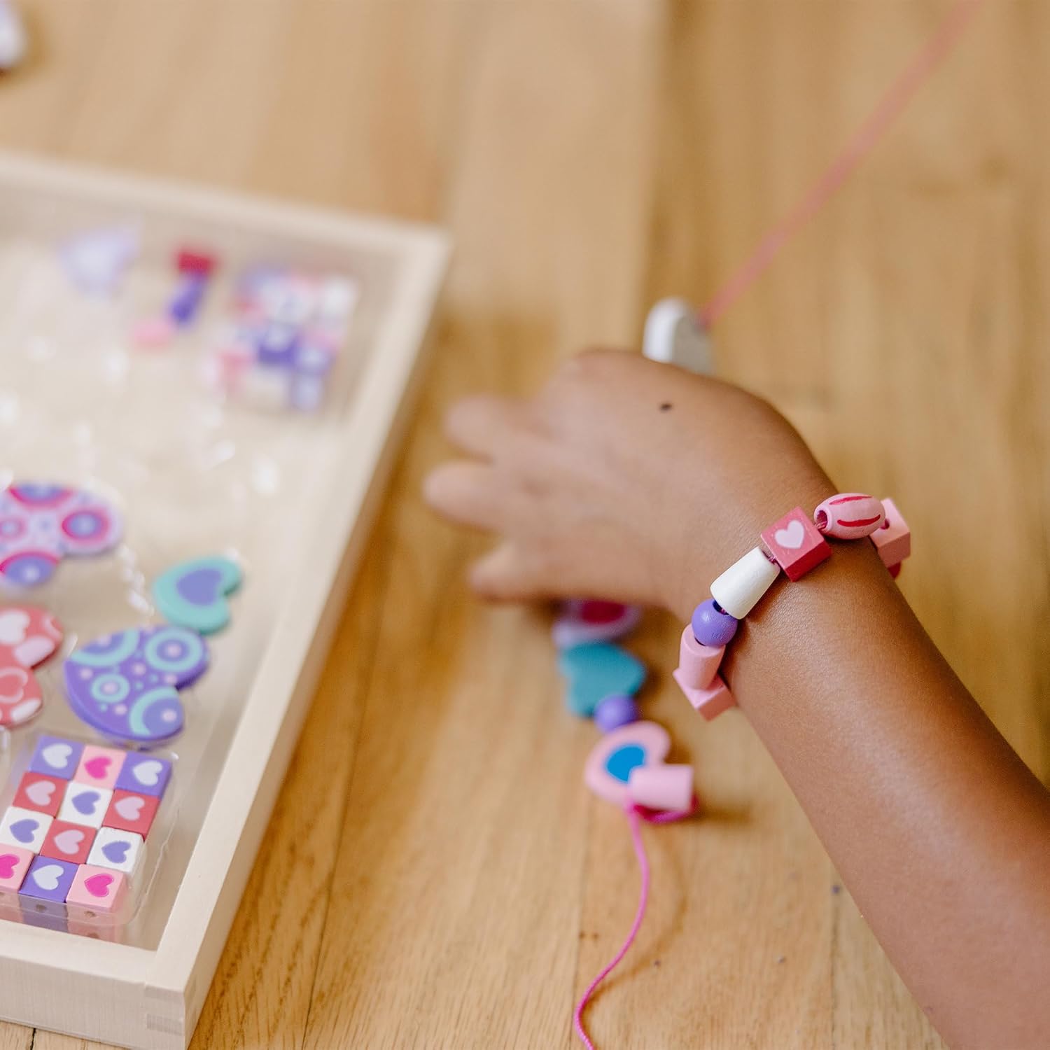 Melissa & Doug Created by Me Heart Beads Wooden Jewelry Making Kit