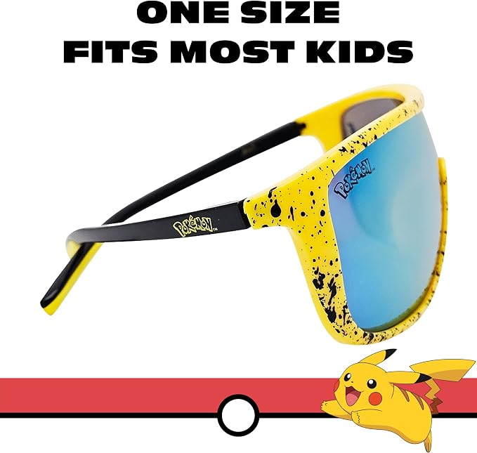 Pokémon Yellow and Black Splatter Large Lens Sports Wrap Kids Sunglasses