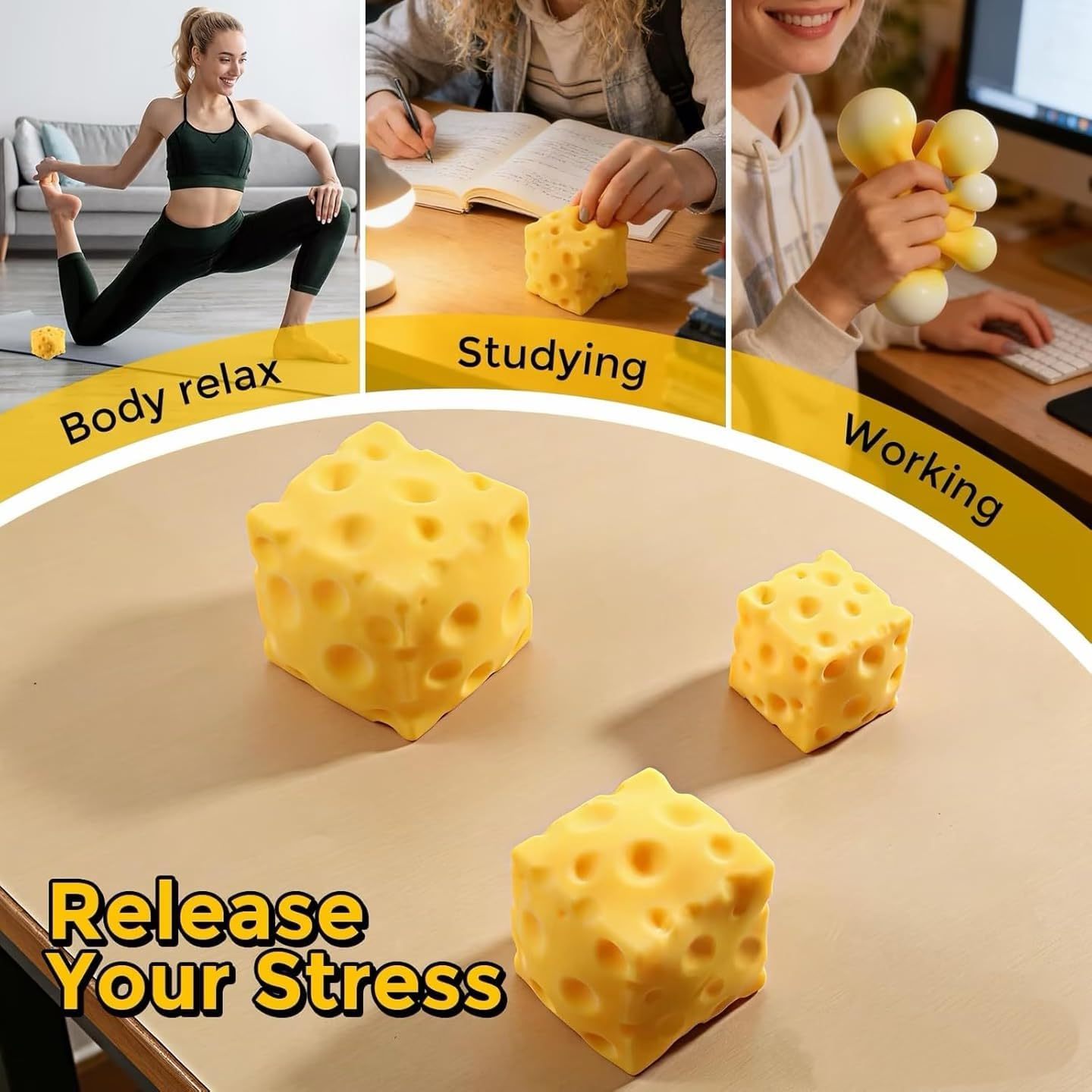 Cheese Squishy Stress Relief Squeeze Fidget Sensory Toys
