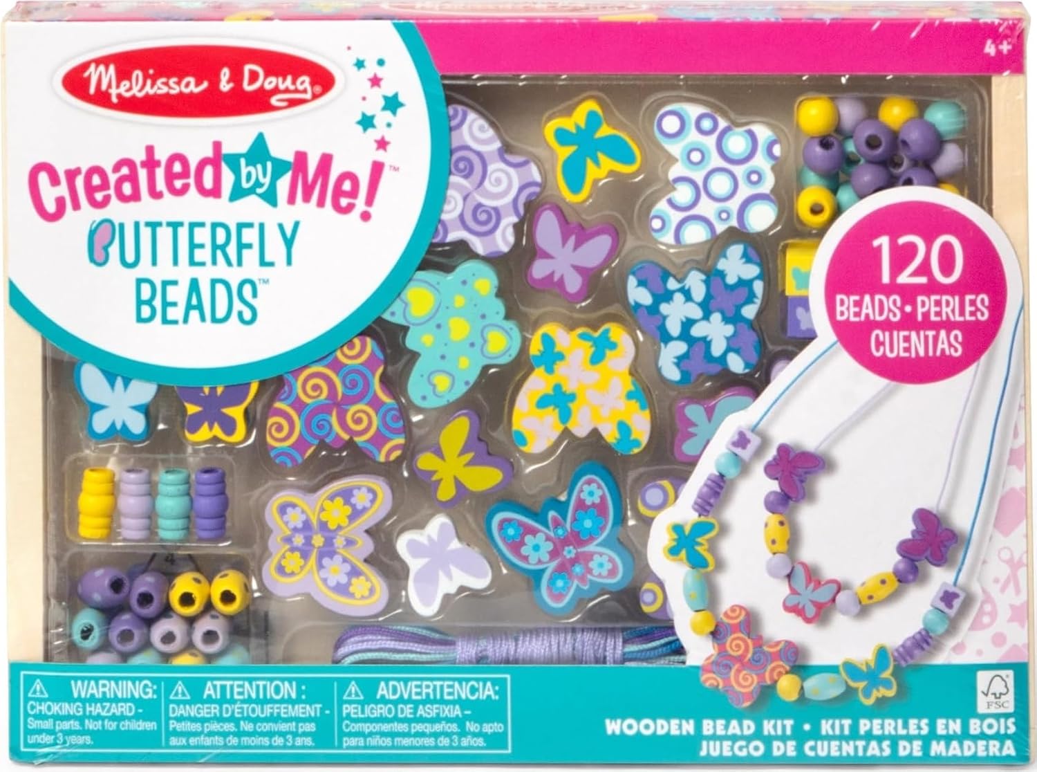 Melissa & Doug Created by Me Heart Beads Wooden Jewelry Making Kit