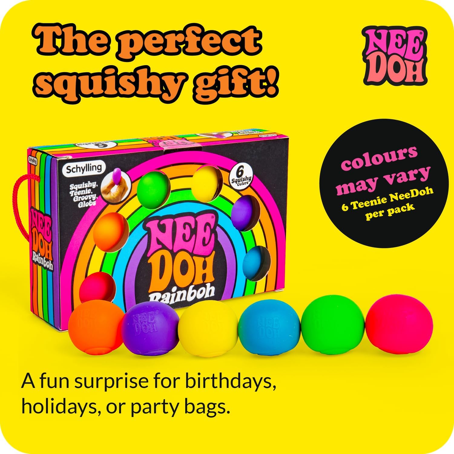 Schylling NeeDoh Rainboh Teenie Sensory Toy 6 Pack