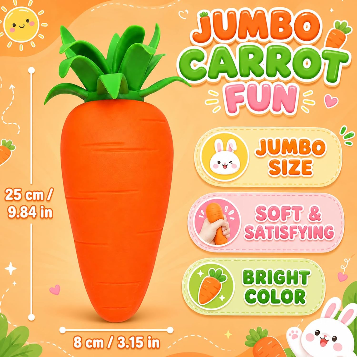 Jumbo Carrot Squishy Large TPR Sensory Fidget Toy