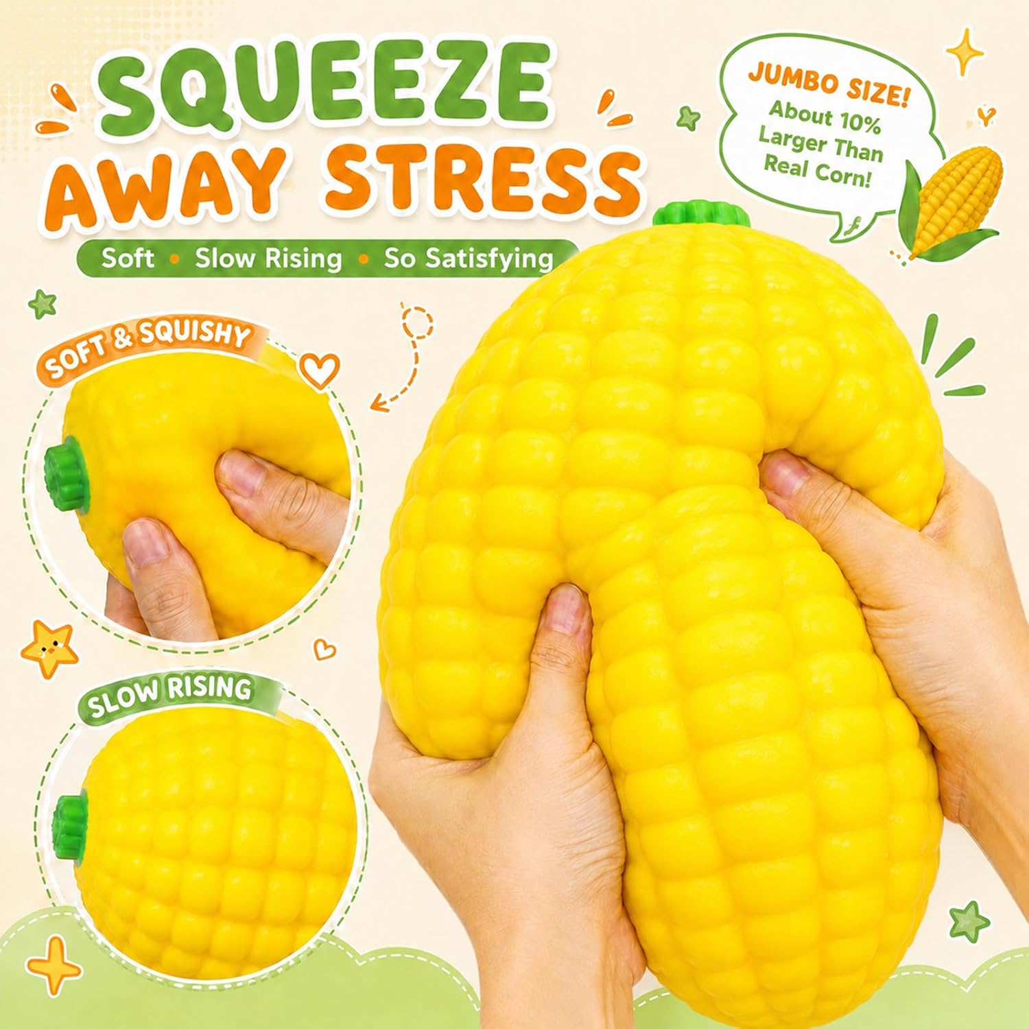Jumbo Corn Cob Squishy Large Sensory Fidget Toy