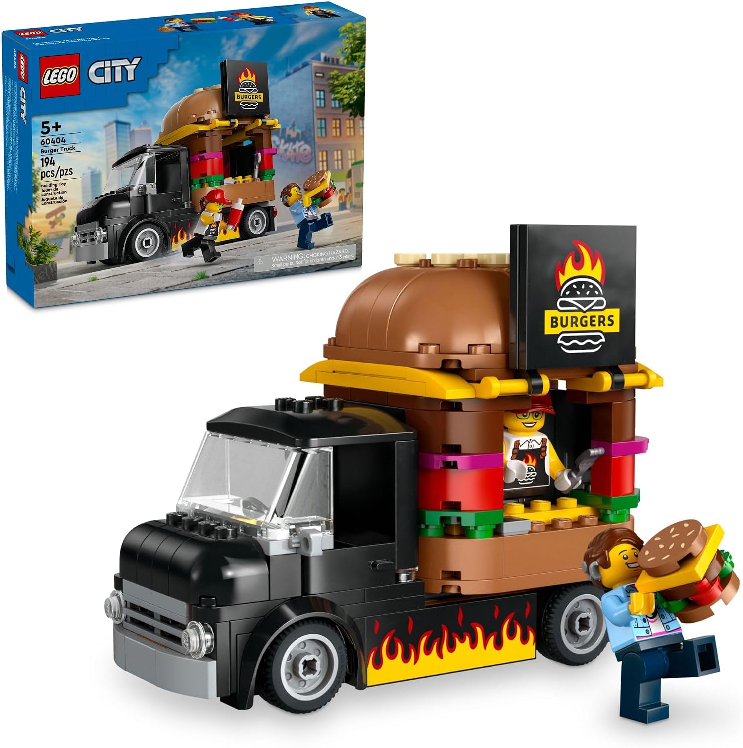 LEGO City Burger Truck 60404 194 Piece Building Set with 2 Minifigures