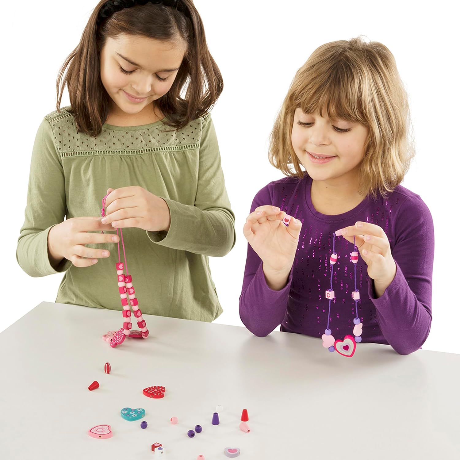 Melissa & Doug Created by Me Heart Beads Wooden Jewelry Making Kit
