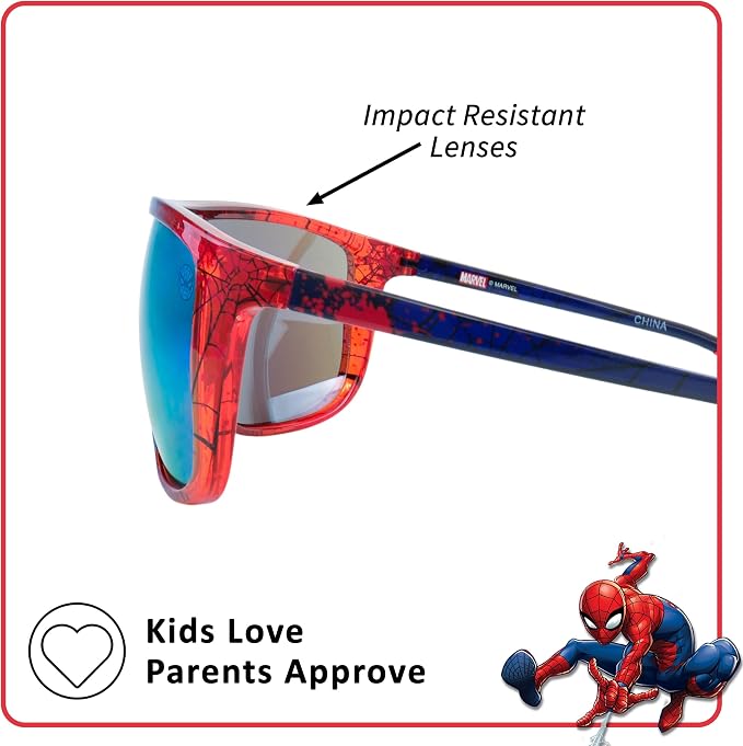 Marvel Spider Man kids black and red sports wrap sunglasses