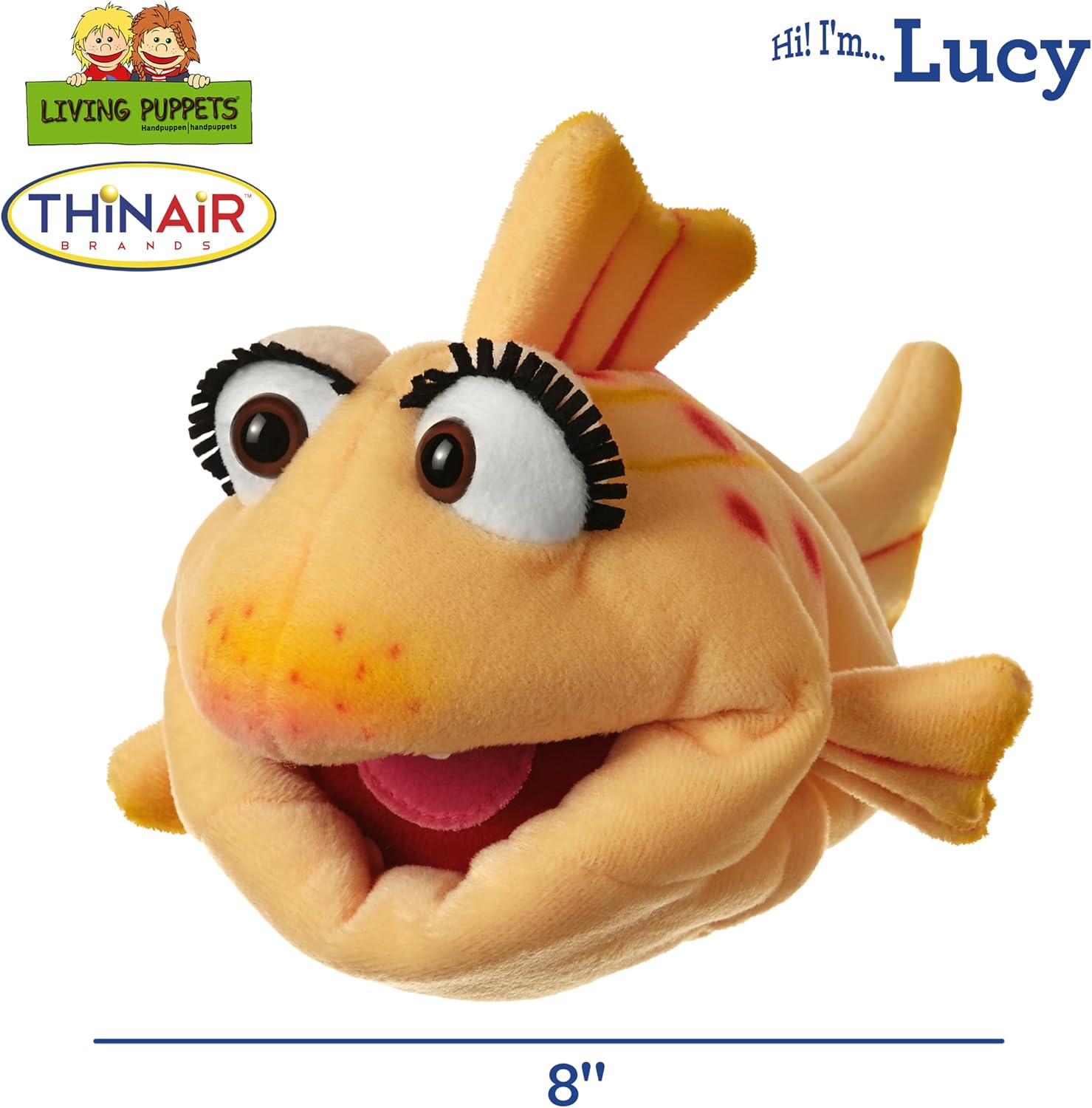 THiN AiR Brands Living Puppets Lucy 8 Inch Orange Fish Hand Puppet