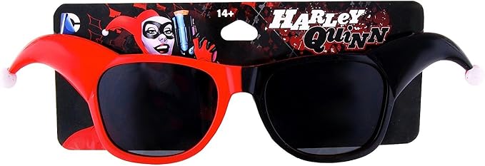 DC Comics Harley Quinn red and black jester costume sunglasses