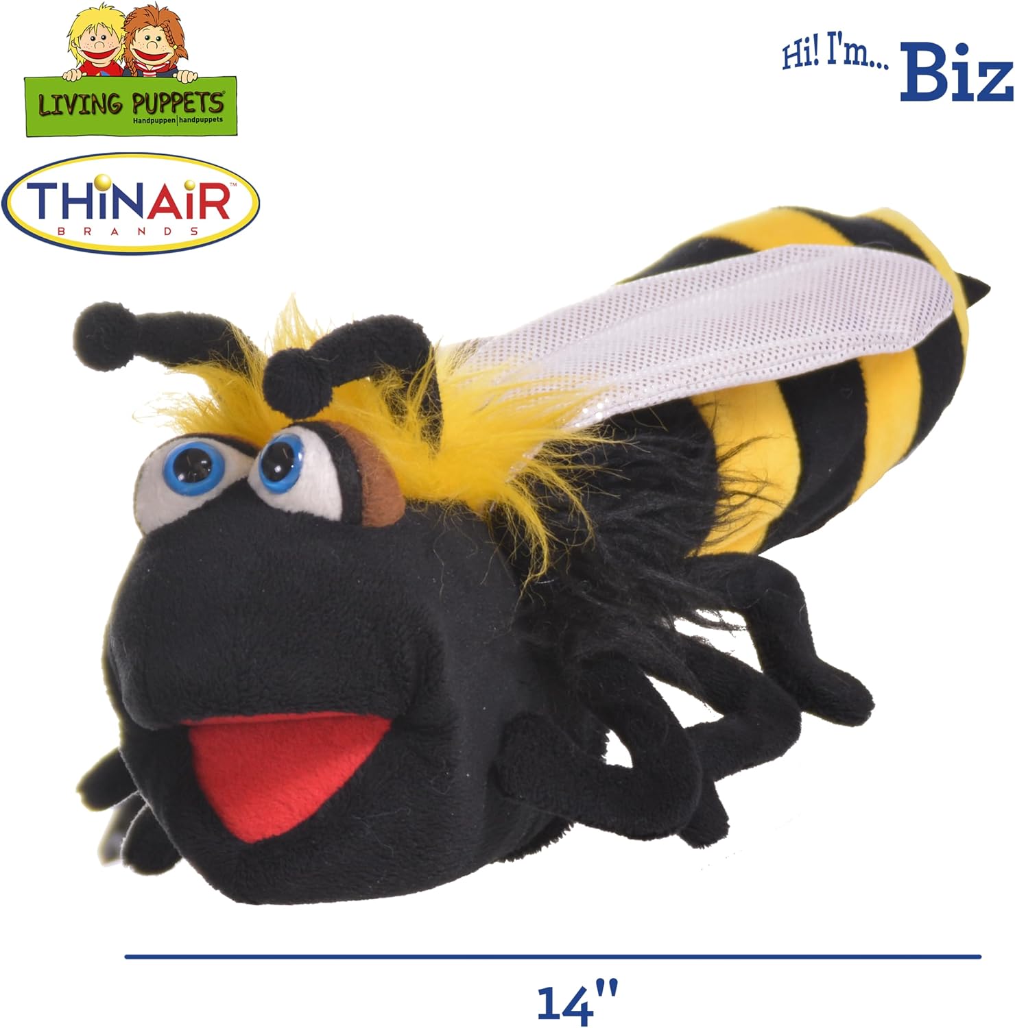 Biz Bumble Bee Hand Puppet 14 Inches Plush Bee Puppet for Kids