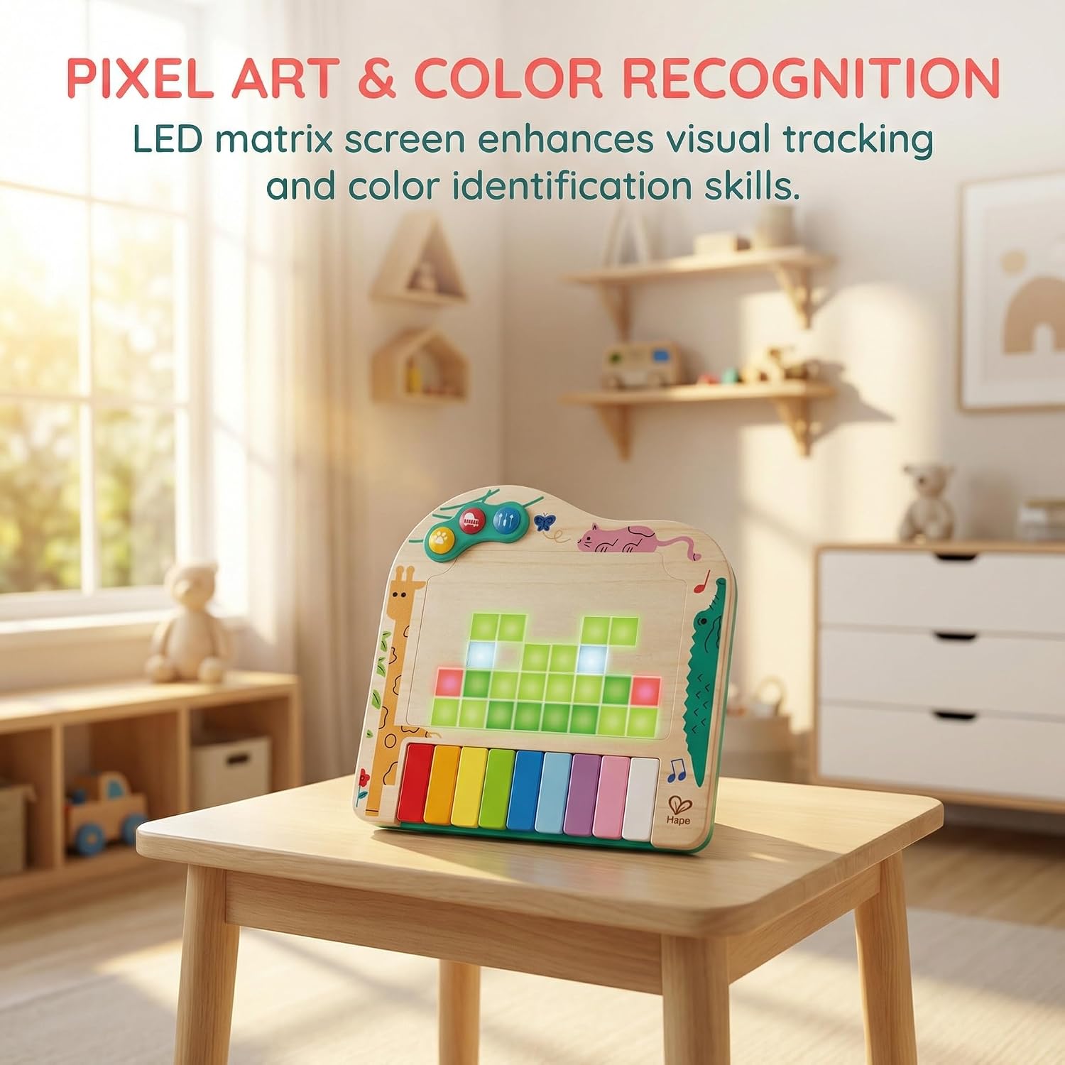 Hape Dynamic Pixel Piano 3 in 1 Interactive Wooden Musical Toy