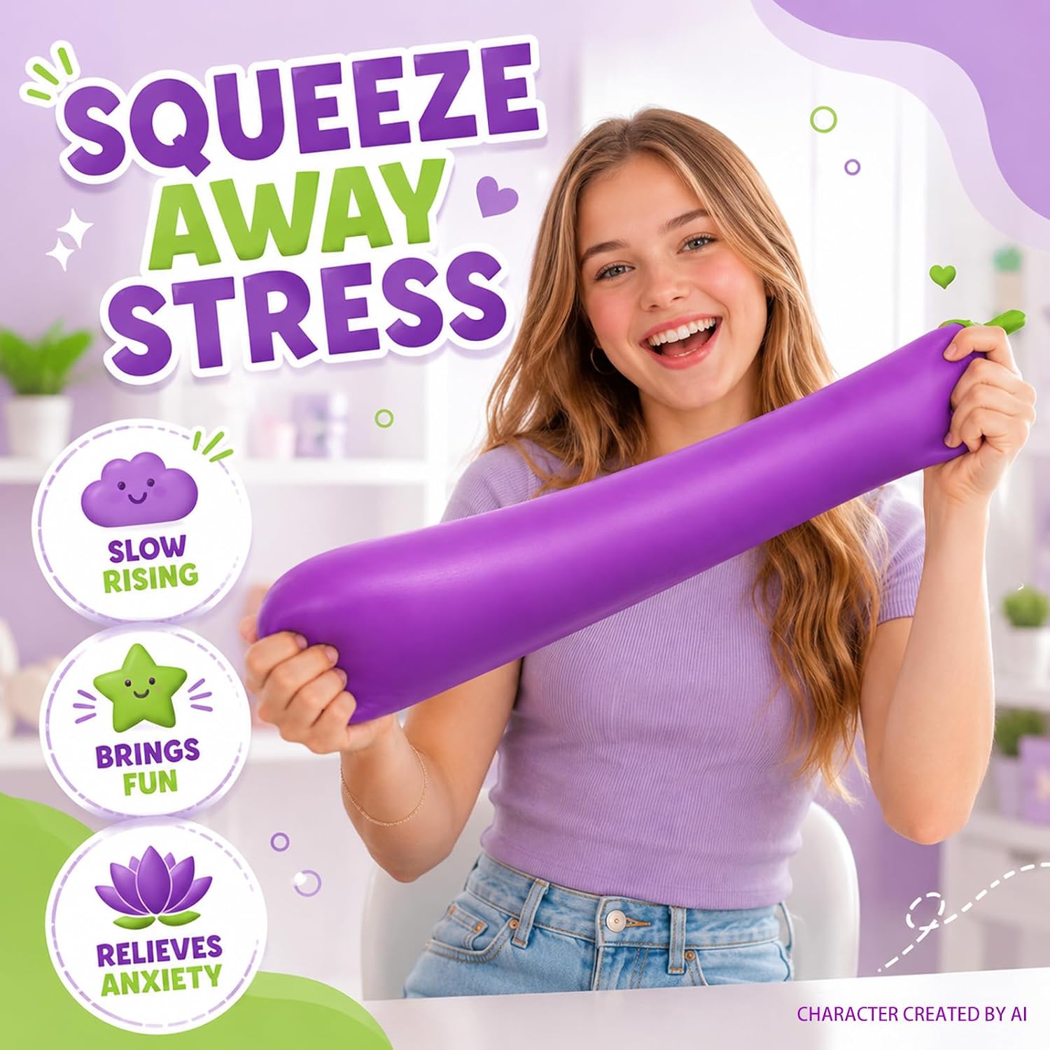 Jumbo Eggplant Squishy Slow Rising Sensory Fidget Toy