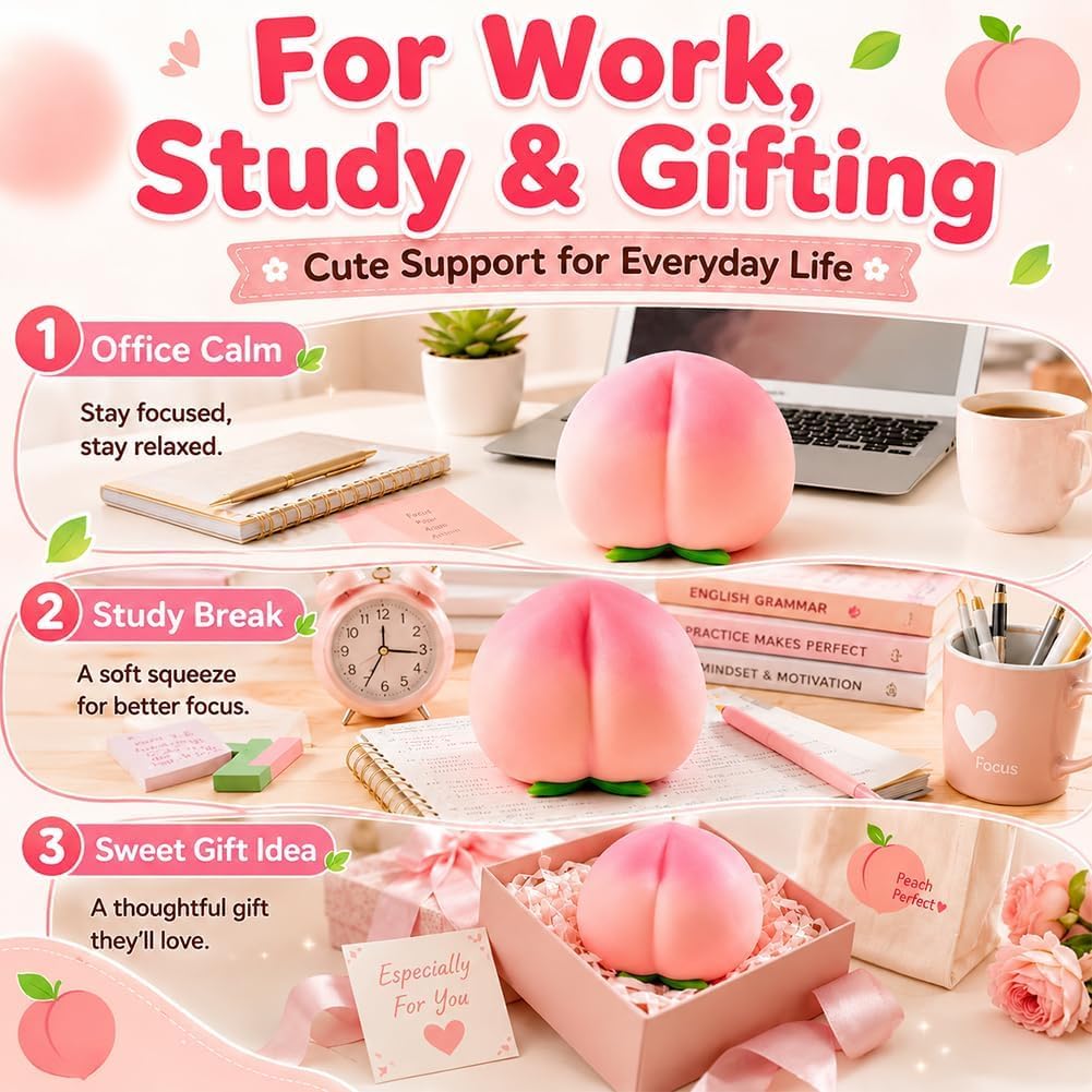 Jumbo Peach Squishy Sensory Fidget Toy