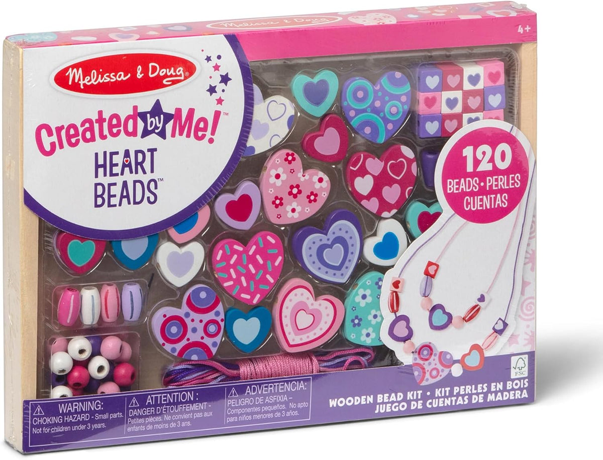 Melissa & Doug Created by Me Heart Beads Wooden Jewelry Making Kit