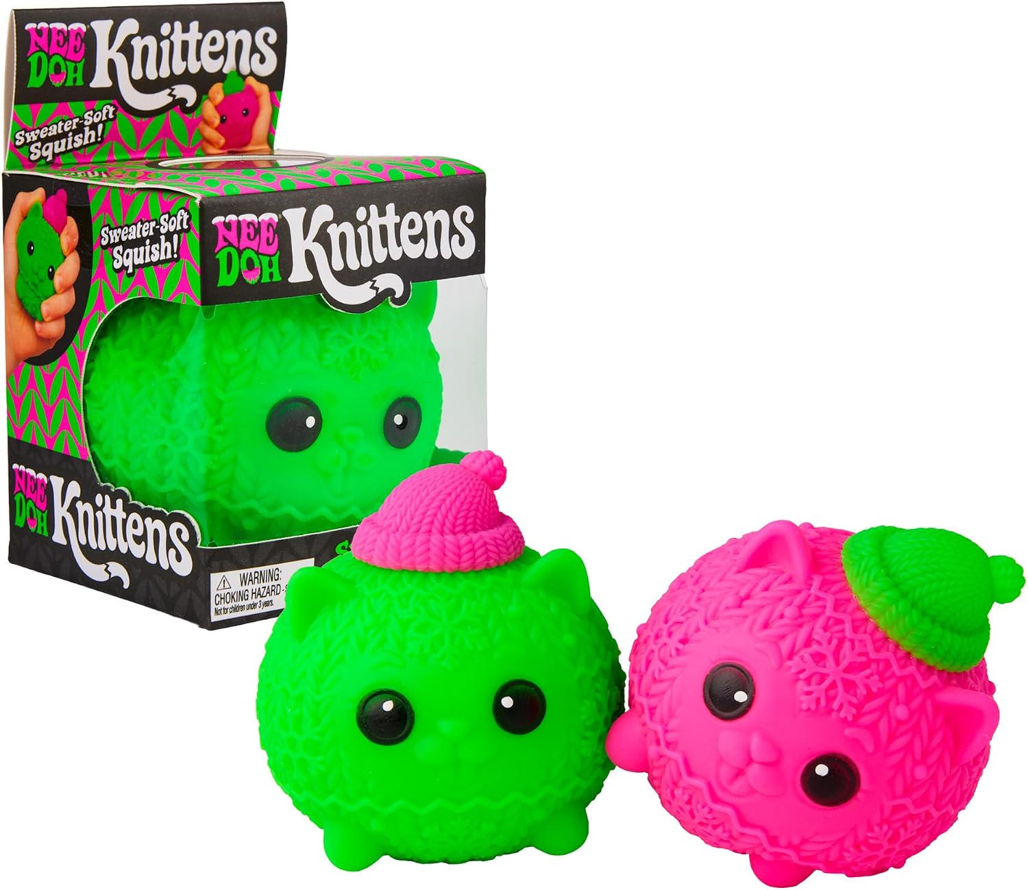 Schylling NeeDoh Squishmas Knittens 2.5 Inch Squishy Fidget Toy Random Color
